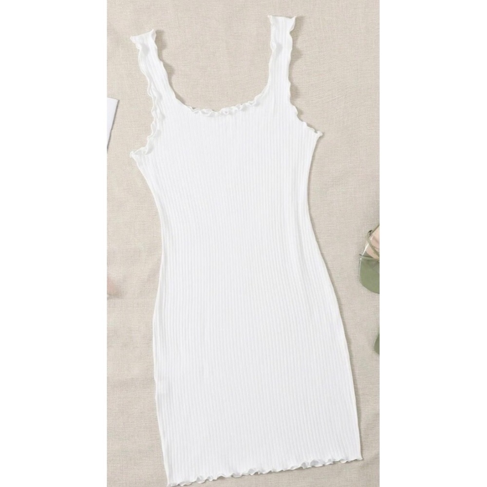 SHEIN PLUS LETTUCE TRIM RIB-Knit Bodycon dress